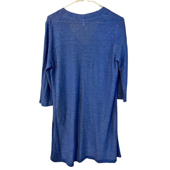 J. Jill Small Petite Blue Opal Linen Viscose 3/4 Sleeve Tunic Dress Lightweight - Picture 2 of 9